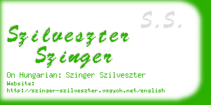 szilveszter szinger business card